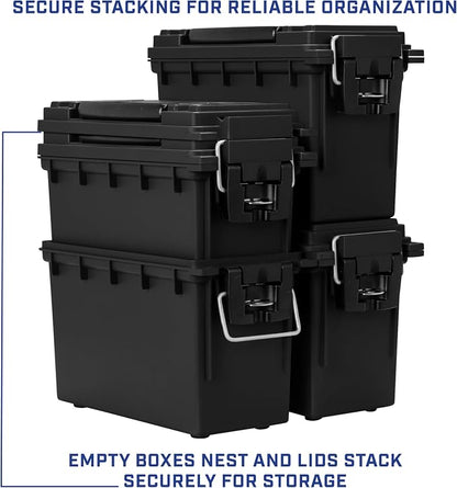 Sheffield Ammo Box Made in USA, Stackable Lockable Ammo Storage Box, Black | 2 Pack Lockable Storage Box, Water and Dust Resistant Dry Box, Secures Hunting Gear, Gun Accessories, Supplies, and Bullets