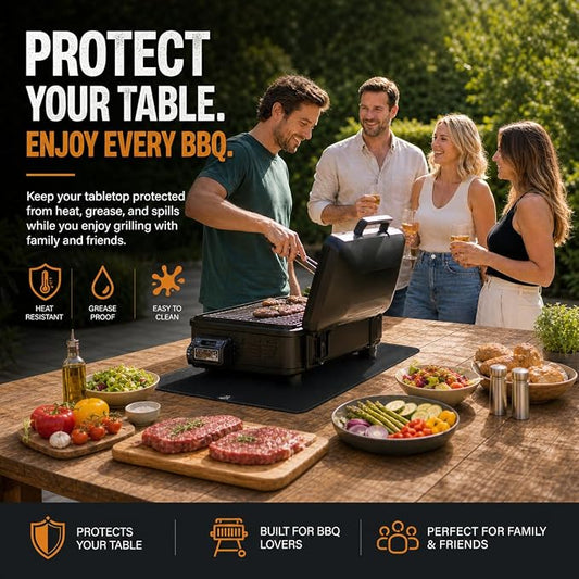 24 x 18 Inch Heat Resistant Mats for Countertop and Tabletop Grill, 2MM | 5-Layer Fireproof Grill Mat for Outdoor Grill, Portable Charcoal Grills, Gas Grills, Pizza Ovens, fits Blackstone & Ninja