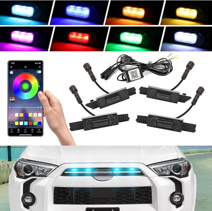 RGB Led Raptor Grill Lights for 2021 2022 2023 2024 Toyota 4Runner | upgraded oem original grill,Sr5 Limited Trd-Sport Off-Road Premium 4Runner