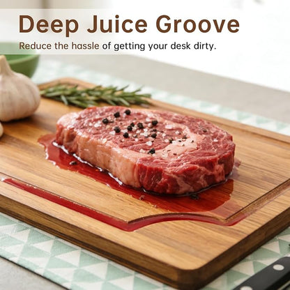 3 Pack Bamboo Cutting Boards Set for Kitchen | Chopping Boards with Deep Juice Groove, Thick Wooden Cutting Board for Meat, Vegetables & BBQ Prep