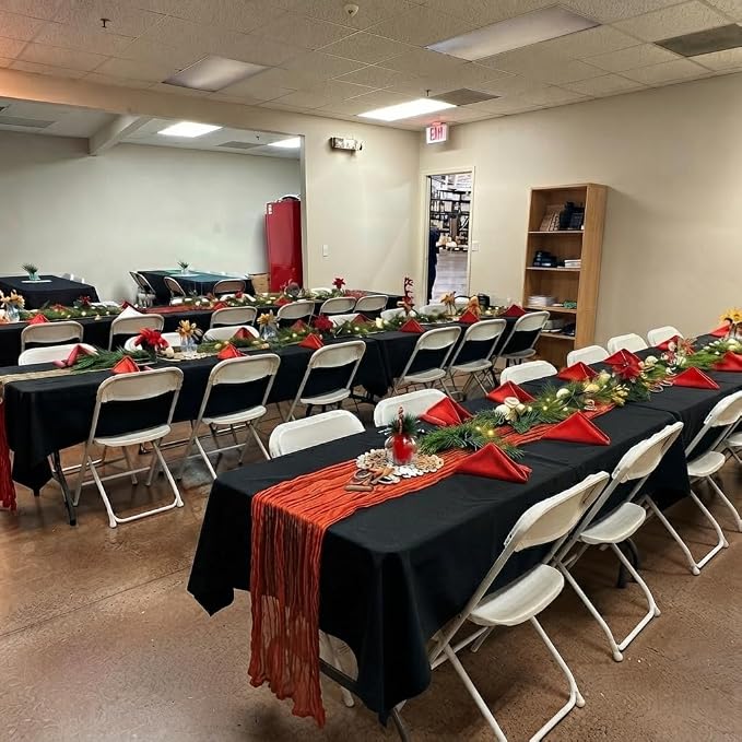 12 Pack Black Tablecloths 60 x 102 Inch Rectangle For 6 Foot Tables | Wrinkle Resistant, Washable Polyester Fabric, Rectangular Table Cloth for Wedding Party Banquet Buffet and Camping