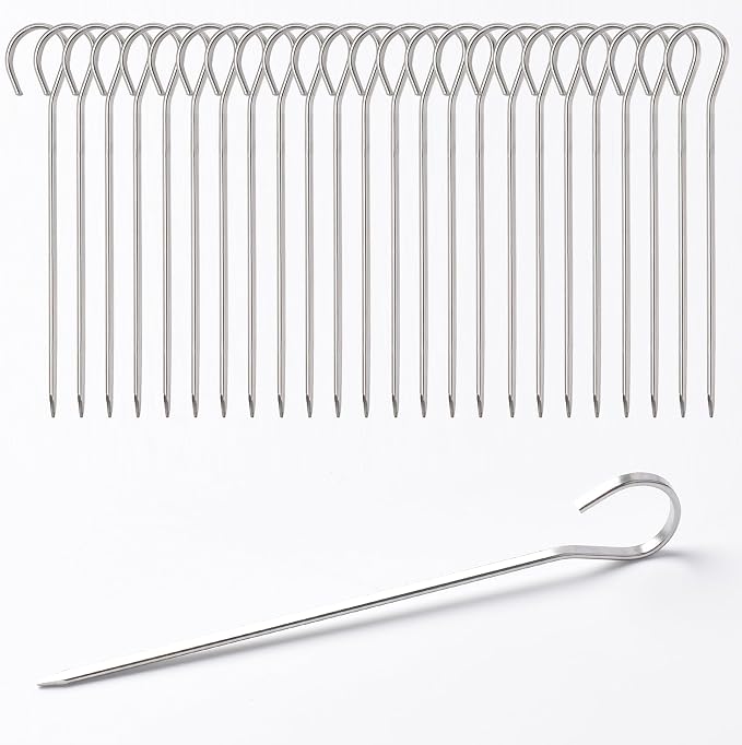 5.75 inch Flat Stainless Skewers, HONSHEN 24 pack Mini Short Barbecue Needle Barbecue Skewers,Baking Rods,Corn on The Grill (5.75 INCH Flat BBQ 24P)