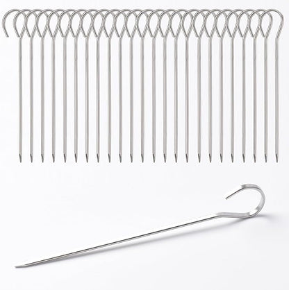 5.75 inch Flat Stainless Skewers, HONSHEN 24 pack Mini Short Barbecue Needle Barbecue Skewers,Baking Rods,Corn on The Grill (5.75 INCH Flat BBQ 24P)