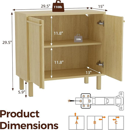 31 inch Sideboard Buffet Cabinet, Modern Credenza with 2 Doors & Adjustable Shelf, Small Coffee Bar Storage for Kitchen, Entryway