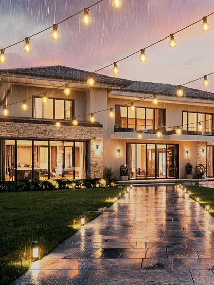 LACHON Outdoor String Lights Waterproof 100 FT, Patio Lights Outside with 52 Shatterproof G40 Bulbs, Dimmable Hanging Globe Lighting for Bistro Backyard Cafe Market Porch, Warm White 2700K