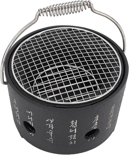 KIMISS Portable BBQ Charcoal Stove, Multifunctional Aluminum & Stainless Steel Grill with Carrying Handle - Ideal for Camping, Tea Making, and Outdoor Barbecue (S)