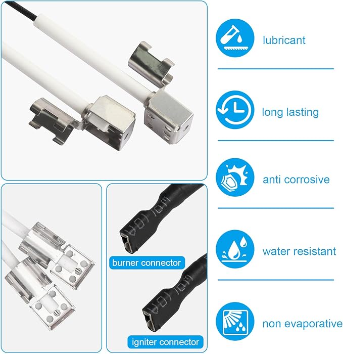G350-0017-W1 2-Outlets Grill Igniters for Charbroil Electronic Ignition Module Replacement Kit w/Wires and 2 Push Buttons for Charbroil Surefire Ignition Systems