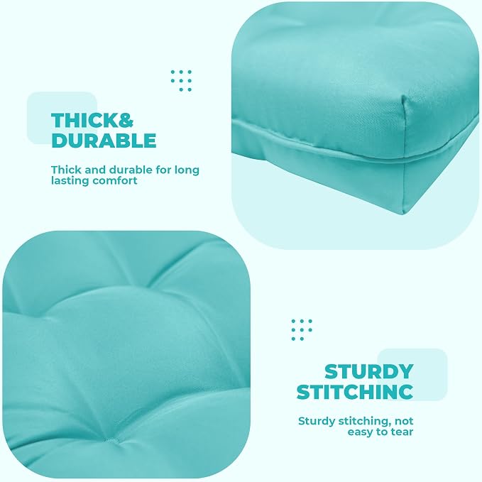 DANGHOOGY Wicker Chair Cushions, Waterproof Outdoor Loveseat Cushions for Patio Furniture, Tufted Wicker Furniture Cushions, 1 Loveseat and 2 U-Shaped Cushions, Teal