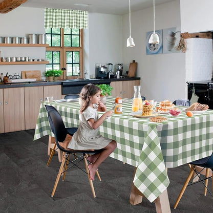 Hiasan Buffalo Plaid Tablecloth Waterproof 54 x 80 inch, 2 Pack - Sage Green and White Checkered Table Cloth Rectangle for Outdoor Picnic/Party/Dining