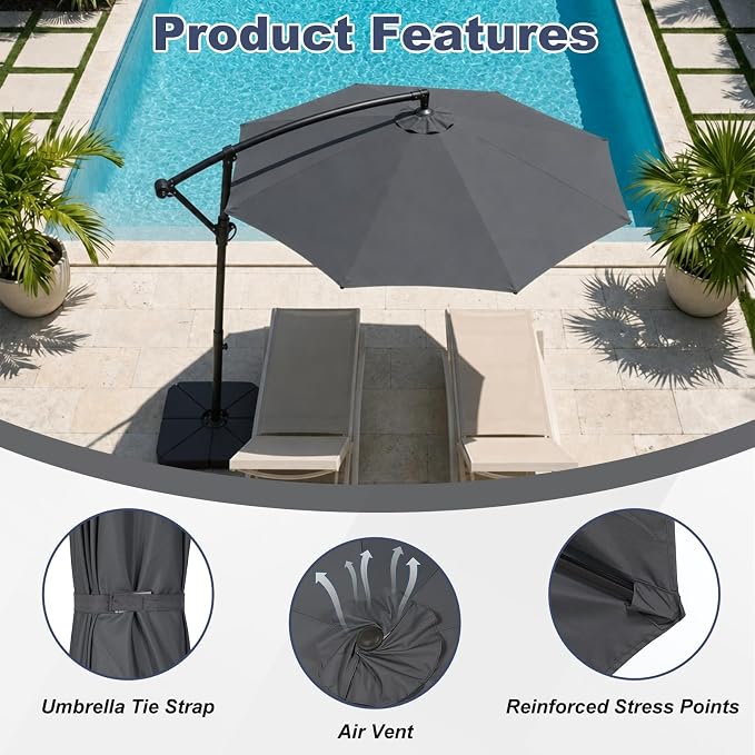BPS Patio Umbrella Replacement Canopy for 10 ft 8 Ribs Table Umbrella, Outdoor Umbrella Replacement for Market Parasol, Canopy Only