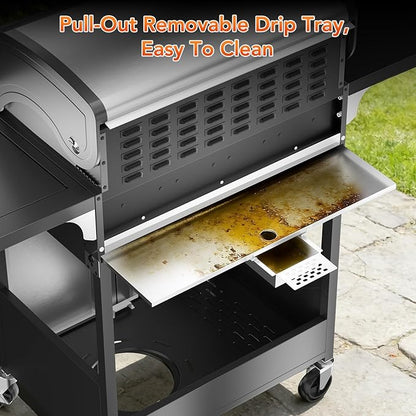R.W.FLAME 3-Burner Gas Grill with Side Burner, 34000 BTU Propane BBQ Grill, Stainless Steel Outdoor Grill with Porcelain-Enameled Grates for Backyard, Patio, Camping