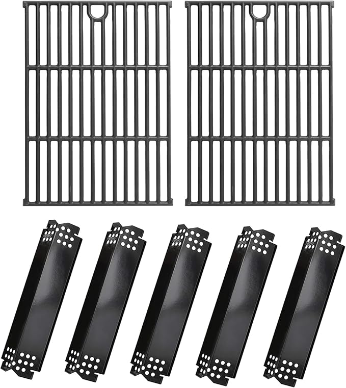 SafBbcue Grill Parts Kit for Home Depot Nexgrill 5 Burner 720-0888N 720-0888S 720-0888 4 Burner 720-0830H Replacement Parts, Porcelain Steel Grill Heat Plates & Cast Iron Cooking Grates for Nexgrill