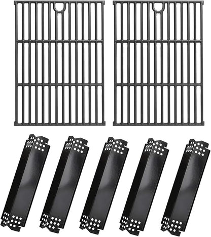 SafBbcue Grill Parts Kit for Home Depot Nexgrill 5 Burner 720-0888N 720-0888S 720-0888 4 Burner 720-0830H Replacement Parts, Porcelain Steel Grill Heat Plates & Cast Iron Cooking Grates for Nexgrill