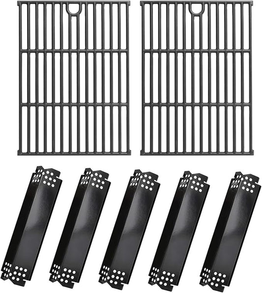SafBbcue Grill Parts Kit for Home Depot Nexgrill 5 Burner 720-0888N 720-0888S 720-0888 4 Burner 720-0830H Replacement Parts, Porcelain Steel Grill Heat Plates & Cast Iron Cooking Grates for Nexgrill