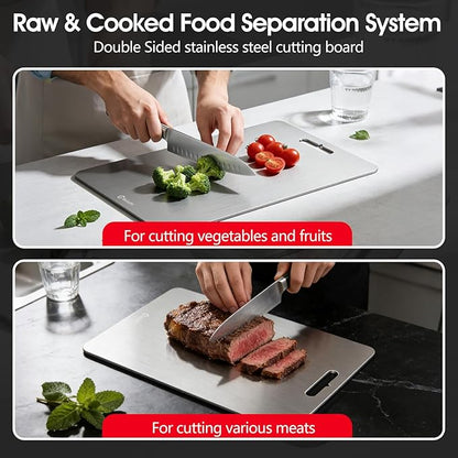 7-in-1 Grill Carry System, Stainless Steel Grill Prep Trays | Large Lidded Marinating Containers, Cutting Board, 2 Food Storage Containers with Lids, Stackable BBQ Gifts for Men