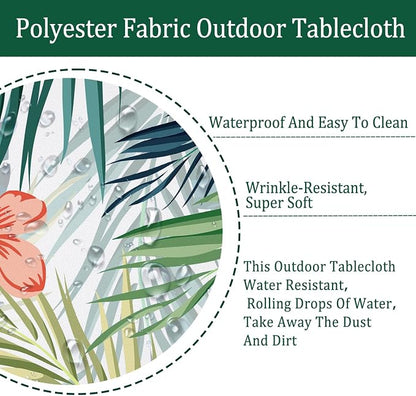 Outdoor Tablecloth with Umbrella Hole Umbrella Tablecloth Patio Tablecloths with Zipper for Courtyards, Terraces, and Beaches 60 x 120 in