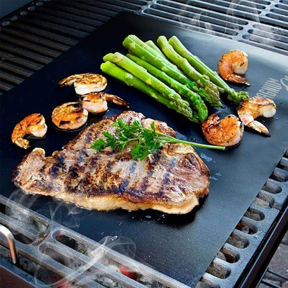 Grilling Accessories | BBQ Tools Set with 18" Grill Spatula, Tongs, BBQ Grill Mat and 2X Strong Magnetic Hooks for Hanging on Barbeque | Heavy Duty Metal Grill Set