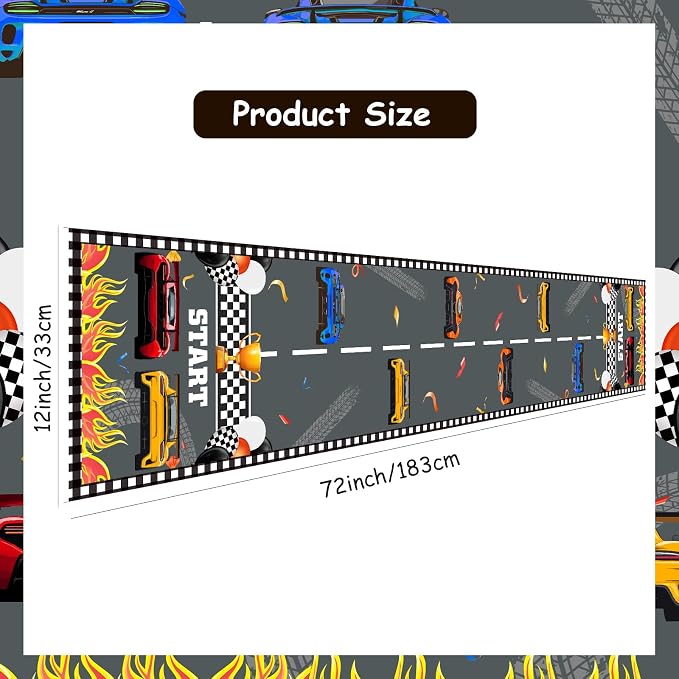 Race Car Theme Table Runner, Checkered Flag Linen Fabric Table Runner for Everyday Use 72 x 13 Inches, Washable Table Cover for Indoor Outdoor Kitchen Dining Table Decorations