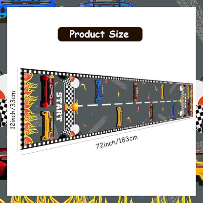 Race Car Theme Table Runner, Checkered Flag Linen Fabric Table Runner for Everyday Use 72 x 13 Inches, Washable Table Cover for Indoor Outdoor Kitchen Dining Table Decorations