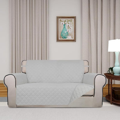 PureFit Reversible Quilted Couch Covers for Dogs Loveseat Sofa Cover 54" | Light Gray/Light Gray, Water Resistant Couch Protector, Washable Pet Couch Cover with Non Slip and Elastic Straps For Kids