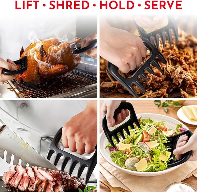 Meat Shredder Claws – Bear Claws Meat Shredder for Pulled Pork, Chicken and Beef, Heat Resistant Plastic Meat-Claws for Shredding, Ergonomic Grip, Dishwasher Safe BBQ Tool