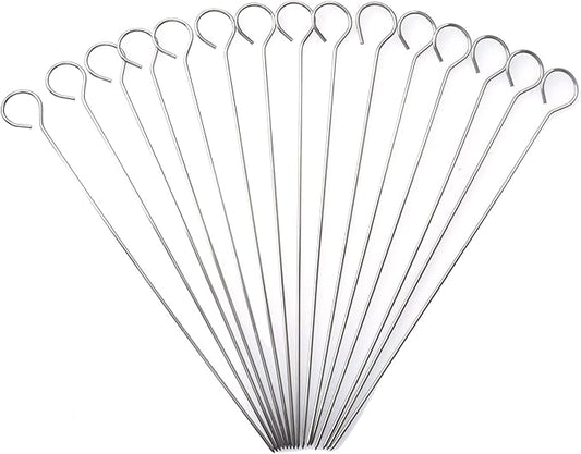 15 Pcs 6 Inch Turkey Lacers for Trussing Turkey Stainless Steel Silver Meat Trussing Needles Poultry Grilling Supplies for Barbecue BBQ Cooking Kitchen Chicken Roast Supplies (7.8 Inch)