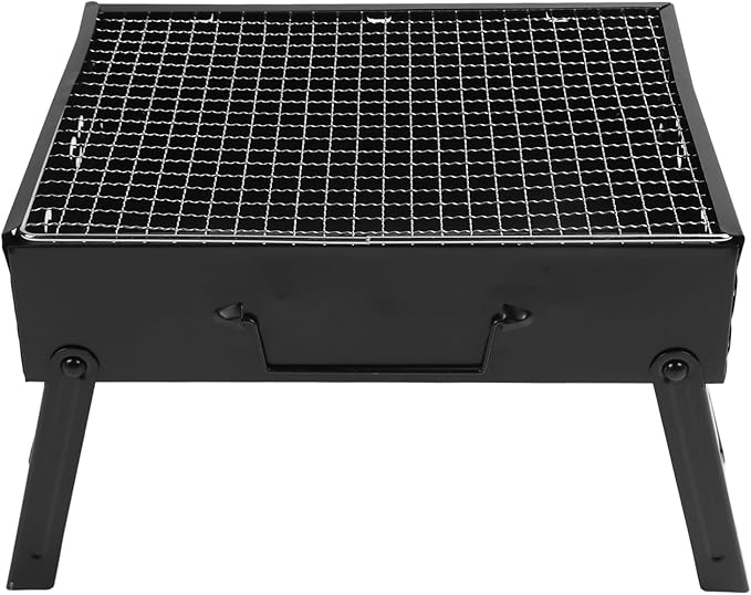Chrees Durable Iron Charcoal Grill with Foldable Rack,Portable BBQ Tool for Picnics Backyard Cooking,Controllable Charcoal Heat