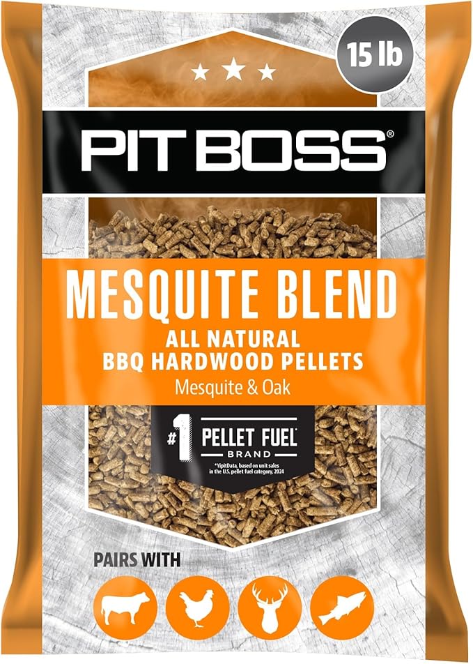 Pit Boss 100% All Natural BBQ Hardwood Pellets for Cooking, Grilling, and Smoking | 15 lbs. Wood Pellets for Pellet Grills and BBQ Smokers | Mesquite Blend