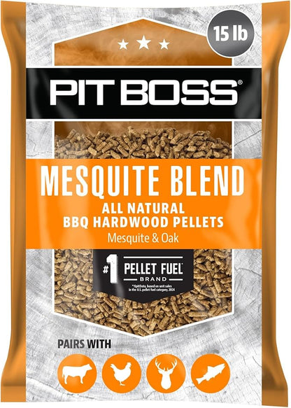 Pit Boss 100% All Natural BBQ Hardwood Pellets for Cooking, Grilling, and Smoking | 15 lbs. Wood Pellets for Pellet Grills and BBQ Smokers | Mesquite Blend