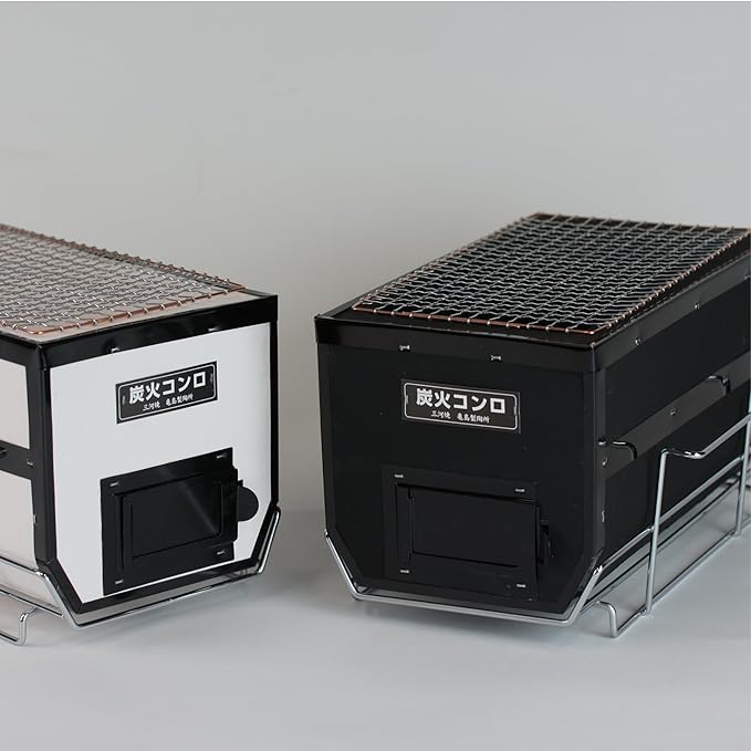 Japanese BBQ Charcoal Grill - Shichirin, Konro, Hibachi, Tabletop Barbecue - Black - Made in Japan - 6.3 x 11.8 in