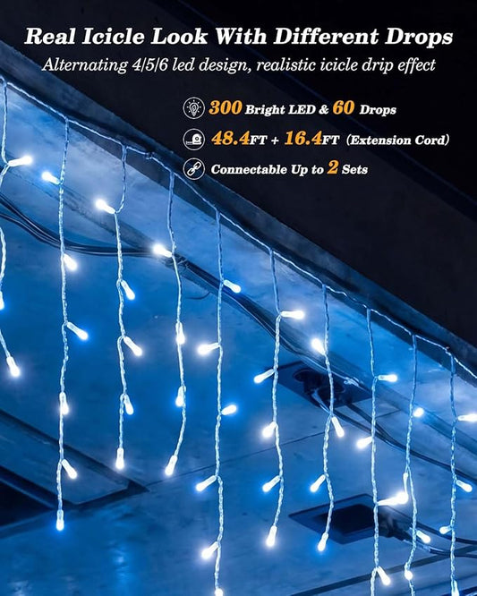 LitHome 48FT Color Changing Icicle Lights for Outside with Remote, 35 Colors Christmas Icicle Lights Outdoor Plug in, Warm White Icicle Light Indoor Connectable for Holiday Party Bedroom Decor
