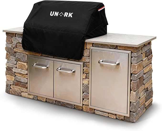 Built-in Grill Cover for Outdoor Grill, 32 Inch Island BBQ Covers for Outside Kitchen Grill Covers Heavy Duty Waterproof with Plush Lining (32" W x 26" D x 24" H Inches, Black)