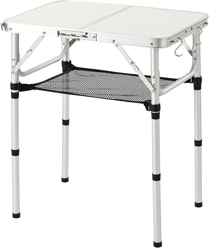 YUFIFAIRY Folding Table Small, 24''L x16''W Camp Aluminum Table with Adjustable Height Legs, Indoor Outdoor Lightweight Portable Folding Aluminum Dining Table for Picnic Camping 2-Feet（10"/19"/27）