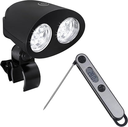 Grill Lights and Meat Thermometer, BBQ Light with10 LED Lights and an Aluminum Clip, Perfect for barbecues. Kitchen Food Thermometer, Instant Read Meat Thermometer