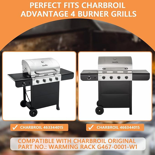 G467-0001-W1 Grill Warming Rack for Charbroil Advantage Replacement Parts 463344015 466344015, Swing Away Grid for Charbroil Upper Grate Charbroil Advantage 4 Burner Grill Rack Replacement