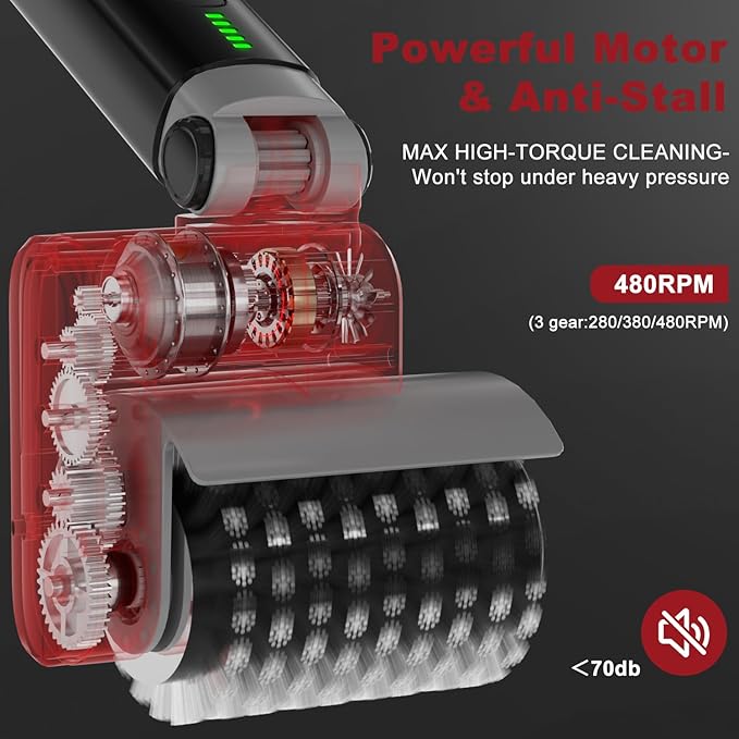 Electric Grill Brush, Rechargeable USB BBQ Grill Cleaner with 3-Speed & 3 Heads, 150+ Min Runtime, Waterproof & Heat Resistant, Cordless Rotary Grill Brush for Outdoor Barbecue Grates