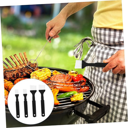 Cabilock 4-Piece Nylon Bristle Bbq Brush Set with Heat Resistant Plastic Grip for Basting Grilling Baking Cooking Easy to Clean Outdoor Cooking Tools 8.07 Inch