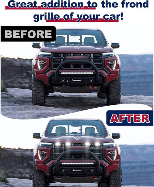Front LED Grill Lights for Chevrolet Colorado GMC Canyon 2023-2026, White | Colorado Canyon Raptor Lights, Upgrade front-end Style, Brightness white LEDs with waterproof ABS, Easy no-drill 3M install