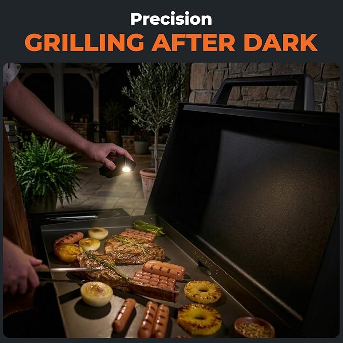Griddle Buddy Night Chef Pro Outdoor Grill Light - Solar & USB-C Rechargeable LED BBQ Light Auto On/Off Tilt Sensor, Universal Mount, Weatherproof Grill Accessory for Blackstone, Weber & Most Grills