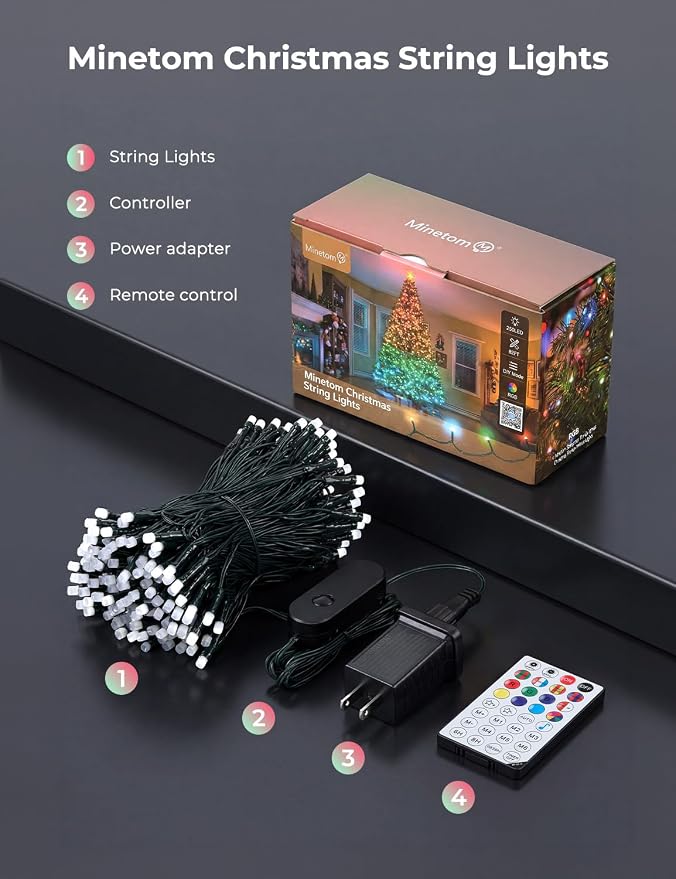 Minetom 82ft 250LED Smart Color Changing Christmas Halloween Tree Lights | LED RGB Outdoor String Twinkle Lights, 16 Milion Adjustable Colors Smart Fairy Lights with App & Timer for Xmas Tree Party
