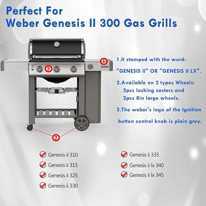 66095 Grill Grates Replacement Parts for Weber Genesis II 300 Grill Grates ii E-310 ii E-315 ii E-330 ii E-335 ii S-310 ii LX E-340 Cast Iron Grate Genesis 2 Cooking Grates GS4 Gas Grill Parts