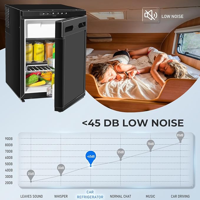 1.77 Cu.Ft Portable Refrigerator with True Freezer -4°F | 12V/24V DC & 110V AC, APP Control, Energy Star Certified, Compact Refrigerator for RV, Camper, Truck, Boat, Apartment