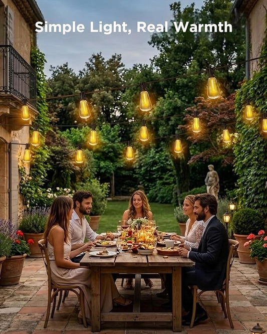 VOLIVO 100FT Outdoor String Lights for Patio, Waterproof Hanging Lights with 35+1 Shatterproof ST38 Edison Bulbs, Dimmable & Connectable Outside String Light for Backyard, Deck, Porch, Balcony
