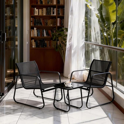 DUMOS 3 Piece Patio Furniture Set，Outdoor Patio Furniture Set with Table and Chairs, Patio Sectional Bistro Sets for Lawn, Garden, Balcony, Poolside Blake
