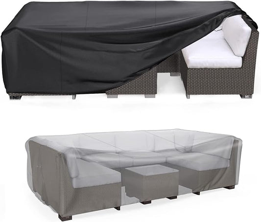 Patio Furniture Set Cover Waterproof, Mrrihand Outdoor Sectional Sofa Set Cover Heavy Duty 600D Table and Chair Set Cover 137.7" L× 86" W× 28" H
