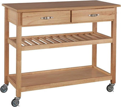 homestyles General Line Wood Rolling Kitchen Cart in Brown
