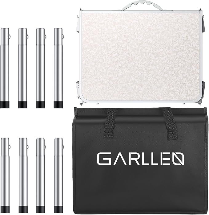 GARLLEN Folding Camping Table with Storage Bag, Max Capacity 66lbs | 3-Height Adjustable Picnic Table with MDF Tabletop, Portable Aluminum Outdoor Table for Camping, Travel, 34.2" L x 15.7" W