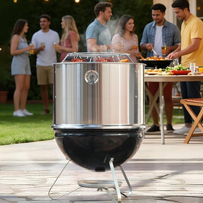 onlyfire Stainless Steel Cooking Smoking Attachment, Rib Hanging System | Fits for 14" Kettle Grills, Turns Your Kettle into Smoker