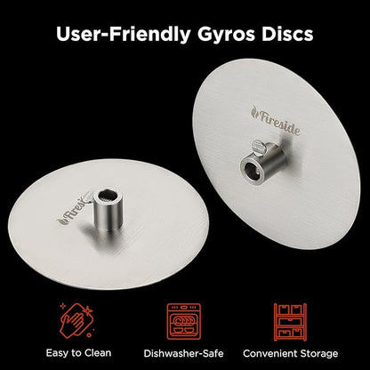 TURBRO Universal Grill Rotisserie Gyros Disc, 304 Stainless Steel, Fits 1/2” or 3/8" Hexagon, 3/8" or 5/16" Square Spit Rods, Compatible with Most Grills, for Outdoor BBQ, Set of 2 Discs
