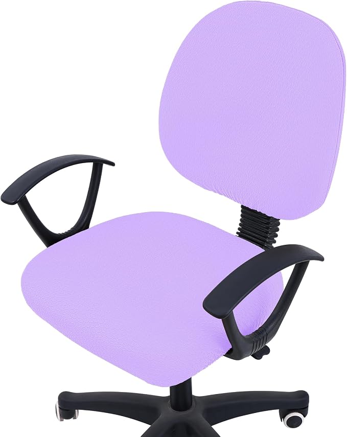Smiry Office Computer Chair Covers for Desk Rotating Chair Protector | Stretch Jacquard Removable Washable Universal Slipcovers, Seat + Backrest Cover, Lavender